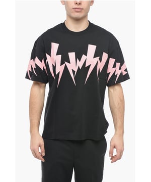 Primavera-Verano, Negro, Logotipo, Mangas cortas, Jersey, Estampado, Hecho en Portugal, Escote redondo, Corte ajustado - Hombros caídos
