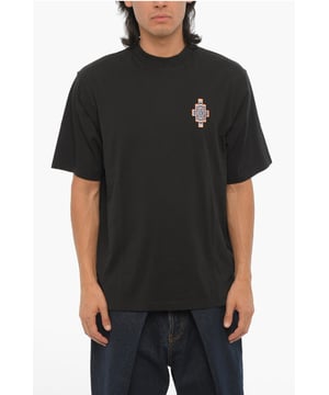 Lente-Zomer, Zwart, Logo, Korte mouwen, Jersey, Borduurwerk, Ronde hals, Gemaakt in Portugal