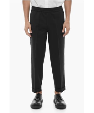 Primavera-Verano, Negro, Cintura elástica, 4 bolsillos, Botones, Bolsillo de ojal, Bolsillos con botones, Frente plano, Cintura baja