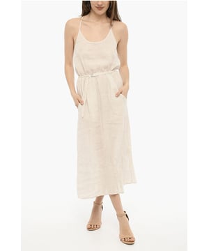 Primavera-Verano, Beige, Blanco, 2 bolsillos, Rayas, Cinturón, Sin mangas, MATIZES TIERRA