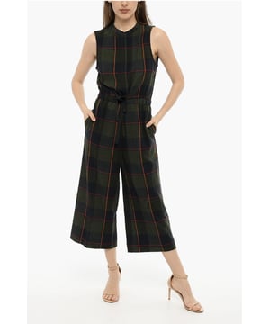 Frühling-Sommer, Grün, Karo-Design, Elastische Taille, Ärmellos, Knöpfe, Made in Italy, SCHAU ES DIR AN