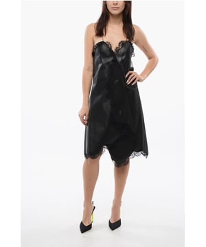 Primavera-Verano, Negro, Sin mangas, Encaje, Logotipo, Chic