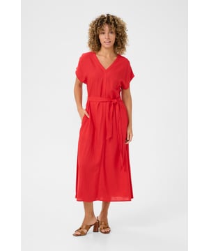 Kim,A-shape,Midi lengte,Korte mouwen  Fijne was 30°, niet bleken, niet in de droger drogen, Druipnat ophangen in de schaduw, koud strijken max. 110° C, Droogreiniging  70% Viscose,30% Linnen