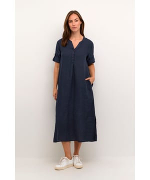 Mollie,Straight fit,Midi lengte,3/4 mouwen  Fijne was 30°, niet bleken, niet in de droger drogen, Druipnat ophangen in de schaduw, koud strijken max. 110° C, Droogreiniging  100% Linnen