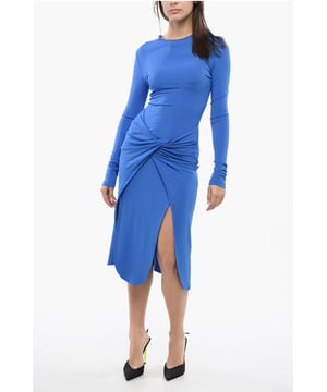 Frühling-Sommer, Blau, Stretch, Reißverschluss, Lange Ärmel, Logo, Aufdruck, Made in Italy, Casual