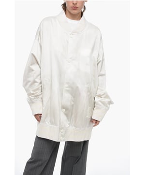 Primavera-Verano, Botones, Hecho en Italia, Blanco, 2 bolsillos, Oversize, Con bajo elástico, Botones