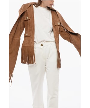 Primavera-Verano, Flecos, Mangas largas, Botones, Beige, MATIZES TIERRA