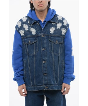 Denim Rules, Primavera-Verano, Azul, Algodón denim, Sin mangas, Botones, Sin forro, Hecho en Italia