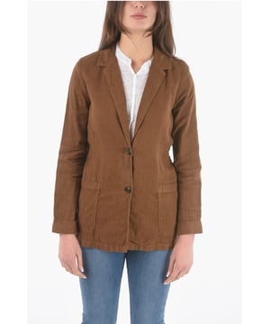 Aufgesetzte Tasche, Nadelstreifen, Einreihige Jacke, Schlitz hinten, Knöpfe, 2 Taschen, Frühling-Sommer, Braun, ST VALENTINE, ZURÜCK INS BÜRO, ERDNUANCEN