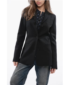 Negro, Botones, Mangas con botones, Mangas largas, Bordado, Logotipo, 2 bolsillos, Forrado, Chaqueta de abotonadura sencilla, Hecho en Italia, Bolsillo de ojal, Primavera-Verano