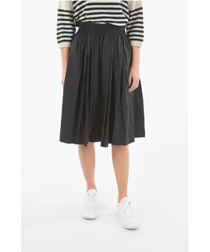 Detalle plisado, Cintura elástica, Vestido evasé, Primavera-Verano, Negro, SAN VALENTÍN