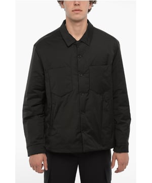 Otoño-Invierno, Negro, Botones, Bolsillo en el pecho, Manga larga, Forro acolchado, Logotipo, Cierre delantero, CHAQUETAS ACOLCHADAS