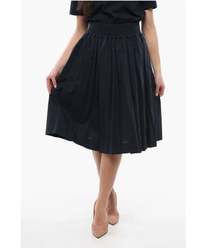Primavera-Verano, Azul, Cintura elástica, Vestido evasé, Casual