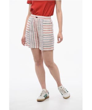 Primavera-Verano, Cintura con cordón, Cintura elástica, 2 bolsillos, Rayas, Hecho en Italia, Parte delantera plana, Cintura normal