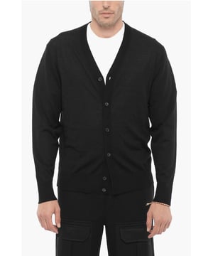 Otoño-Invierno, Negro, Botones, Manga larga, Cárdigan, Cuello en V, REGALO DE NAVIDAD, SAN VALENTÍN, Corte Slim