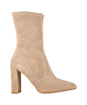 VINTAGE, RRP AS NEW
 Step into effortless elegance with the Stuart Weitzman Block Heel Ankle Boots in luxurious beige suede—crafted for comfort and sophistication. The versatile block heel provides all-day wearability, while the sleek silhouette adds a modern edge to any look. **Styling Tip:** Pair these boots with cropped jeans and a neutral trench coat for a chic, city-ready ensemble.

Stuart Weitzman Block Heel Ankle Boots in Beige Suede

Condition: Very good
Signs of wear: Minor signs of wear
Packaging: None
Color: Beige
Material: Suede | suede
Size: UK | 8
Measurements: Heel height: 100; Insole length: 290
SKU: NAPPUGBSH489765W