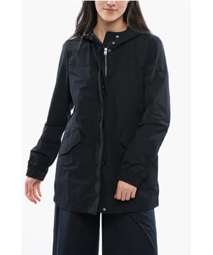 Lente-Zomer, Blauw, Met elastische onderkant, Knopen, Ritssluiting, 2 zakken, Lange mouwen, Casual, Sport, Sluiting aan de voorkant, Verborgen sluiting, Trekkoord in de taille, Capuchon