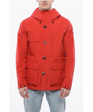 Lente-Zomer, Rood, Capuchon, Knopen, Zakken, Lange mouwen