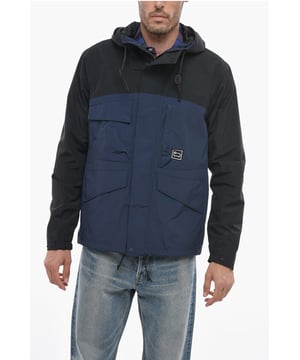 Herbst-Winter, Blau, Schwarz, Kapuze, Lange Ärmel, Logo, Kordelzug in der Taille, 4 Taschen, Knöpfe, Reißverschluss, Gefüttert, Vorderverschluss, Versteckter Verschluss, REGENTAGE