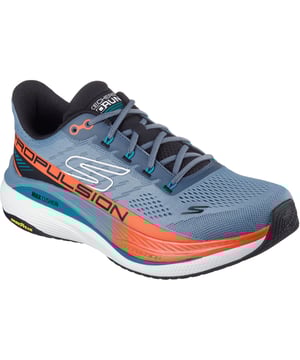 Elevate your performance in ultimate comfort wearing Skechers Max Cushioning Propulsion. This vegan running design features a Skechers Air-Cooled Goga Mat insole and a Goodyear Performance Outsole.