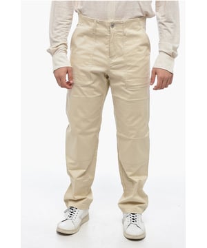 Primavera-Verano, Beige, 4 bolsillos, Botones, Cierre con corchetes, Cierre con cremallera, Trabillas para cinturón, Hecho en Italia, Parte delantera plana, Talle normal, MATIZES TIERRA