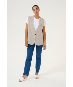 Baggy fit,Ärmellos  30° waschbar, Nicht bleichen, Nicht im Trockner trocknen, Tropnass aufhängen im Schatten, Kalt bügeln max. 110° C, Trockenreinigung  83% Polyester,14% Viskose,3% Elasthan