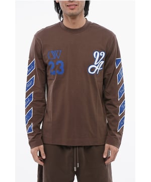 Lente-Zomer, Bruin, Ronde hals, Gemaakt in Portugal, Lange mouwen, Print, Logo, Jersey, Casual, EARTH NUANCES