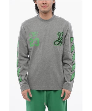 Lente-Zomer, Ronde hals, Grijs, Lange mouwen, Logo, Print, Gemaakt in Portugal, Jersey, Casual