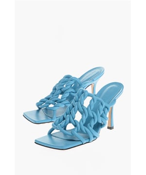 Lente-Zomer, Blauw, Spoolhak, Leer, Vierkante neus, Gemaakt in Italië, Instapper, VROUWENDAG, Lentekleuren, ITALIAANSE UITMUNTENDHEID, HAK 10 CM