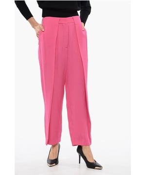 Primavera-Verano, Talle alto, Hecho en Italia, Trabillas para cinturón, Rosa, Bolsillos