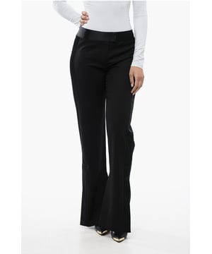 Primavera-Verano, Negro, Botones, Cierre de cremallera, Cierre de corchetes, Satén, 2 bolsillos, Bajo con abertura lateral, Hecho en Italia, Lana Virgen, Cierre delantero, Cierre oculto, Parte delantera plana