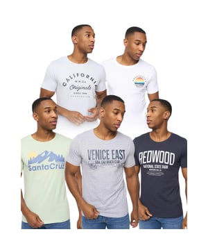 100% Cotton. Fabric: Soft Touch. Design: Assorted Designs, Printed. Neckline: Crew Neck. Sleeve-Type: Short-Sleeved. Fit: Regular. S: 38 in. M: 40 in. L: 42 in. XL: 44 in. XXL: 46 in.