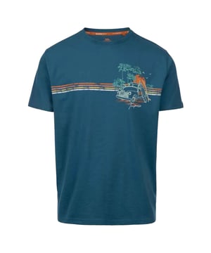 60% Baumwolle, 40% Polyester. Gewebetechnik: Atmungsaktiv, langlebig. Gewebe: Jerseyware, Weiche Haptik. Design: Auto, Kontraststreifen, Logo, Palme, bedruckt. Gewebtes Etikett. Passform: leger. GSM (Gramm pro Quadratmeter): 180. Rundhalsausschnitt. Kurzärmlig. XS: 88,9 cm. S: 93,98 cm. M: 102 cm. L: 109 cm. XL: 116,84 cm. XXL: 121,92 cm. 3XL: 127 cm.