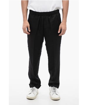 Primavera-Verano, Negro, Cintura elástica, Cintura con cordón, 4 bolsillos, Frente plano, Cintura normal