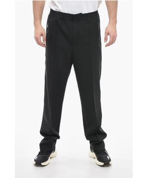 Primavera-Verano, Negro, Cintura elástica, 3 bolsillos, Cierre de cremallera, Logotipo, Hecho en Italia, Bolsillo con cremallera, Parte delantera plana, Elástico, Corte holgado - Tiro bajo