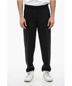Primavera-Verano, Negro, 4 bolsillos, Cintura elástica, Bolsillo de ojal, Bolsillos con botones, Pliegues, Talle normal