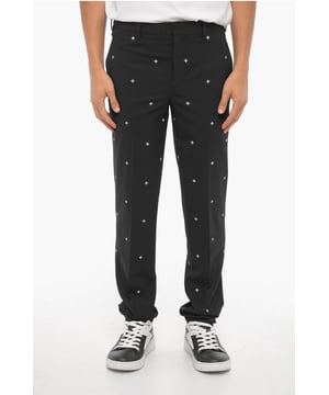 Otoño-Invierno, Negro, Botones, Cierre de cremallera, Estampado, Trabillas para cinturón, Logotipo, Hecho en Italia, Cierre frontal, Bolsillo de ojal, Bolsillos con botones, Talle normal, Parte delantera plana, 4 bolsillos, Corte ajustado - Talle normal