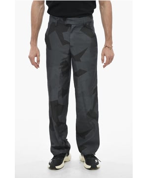 Primavera-Verano, Gris, Negro, Estampado, Bolsillos, Trabillas para cinturón, Cierre de cremallera, Botones, Bolsillo de ojal, Bolsillo con cremallera, Bolsillos con botones, Cierre frontal, Cierre oculto, Parte delantera plana, Pierna recta - Corte holgado
