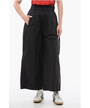 Frühling-Sommer, Schwarz, Elastischer Bund, 2 Taschen, Normale Taille, Falten, 3 Taschen, Paspeltasche, Aufgesetzte Tasche