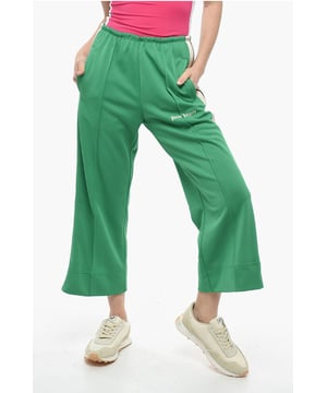 Primavera-Verano, Verde, Raya en contraste, Estampado, Logotipo, Cintura elástica, Bolsillo de ojal, 2 bolsillos, Parte delantera plana, STREET CHIC, Tonos primaverales