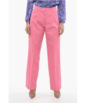 STREET CHIC, Tonos de primavera, Primavera-Verano, Cintura alta, Rosa, Bolsillos, Cierre delantero, Hecho en Italia, Pliegues