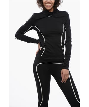 Primavera-Verano, Negro, Elástico, Raya en contraste, Mangas largas, Logotipo, Sport, Hecho en Italia
