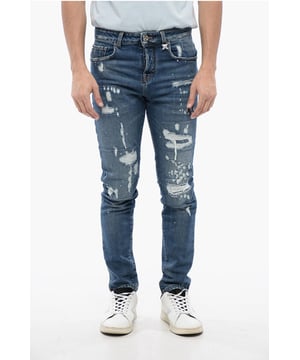 Denim Rules, Primavera-Verano, Skinny, Efecto Vintage, Azul, Efecto vintage, 5 bolsillos, Algodón vaquero, Trabillas para cinturón, Tobillo 15 cm