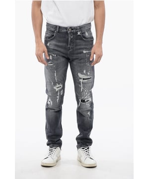 Denim Rules, Primavera-Verano, Gris, 5 bolsillos, Algodón denim, Trabillas para cinturón, Efecto vintage, Skinny, Tobillo 16 cm