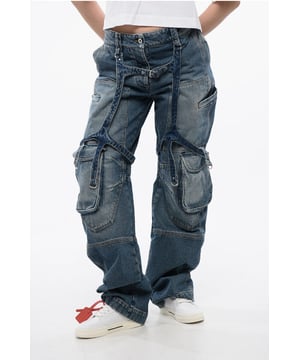 Denim Rules, Lente-Zomer, Blauw, 5 zakken, Denim katoen, Contrasterende stiksels, Zakken, Knopen, Riemlussen, Logo, Wijde pijpen, Gemaakt in Italië
