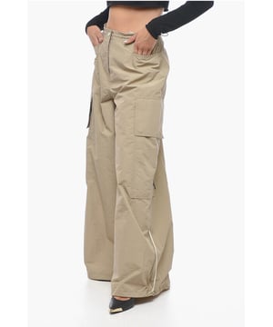 Primavera-Verano, Beige, Multibolsillos, Cintura con cordón, Botones, Cierre de cremallera, Hecho en Italia, Cierre frontal, Parte delantera plana, Cintura alta, SAFARI, MATIZES TIERRA