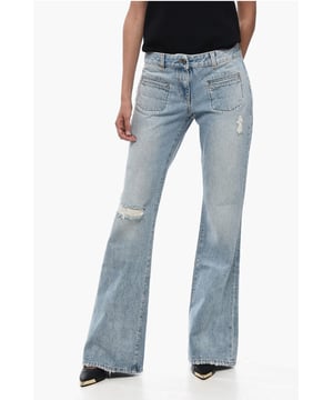 Denim Rules, Frühling-Sommer, Logo, Gürtelschlaufen, Baumwoll-Denim, Helle Waschung, Blau, Made in Italy, Bootcut-Bein, 4 Taschen, Knöchel 29 cm