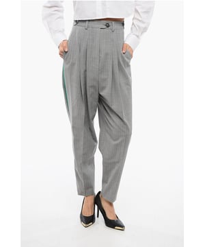 Primavera-Verano, Gris, 4 bolsillos, Rayas, Hecho en Italia