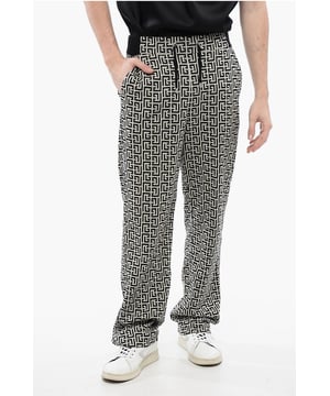 Lente-Zomer, Gemaakt in Italië, Zwart & Wit, Elastische tailleband, Trekkoord in de taille, 4 zakken, Logo, Bedrukt patroon, Opgezette zak, Normale taille