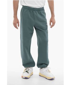Moeiteloos cool, lente-zomer, groen, geborsteld, 3 zakken, logo, print, opgezette zak, normale taille, gemaakt in Portugal, elastische tailleband, sportkleding